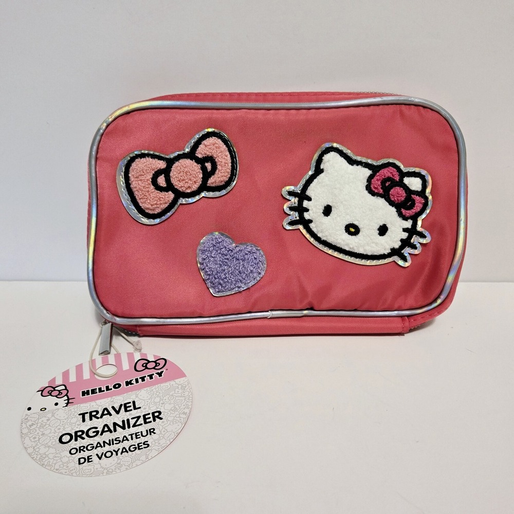 Hello Kitty Sanrio Pink Nylon Jewelry Travel Organizer with Zip Closure Case